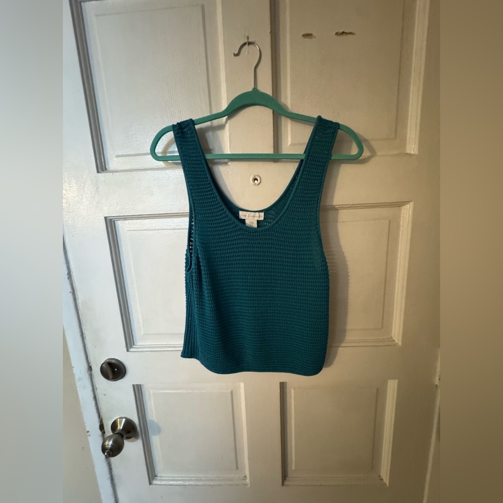 House of Harlow 1960 Teal Sleeveless crochet knit Tank - Size Medium
